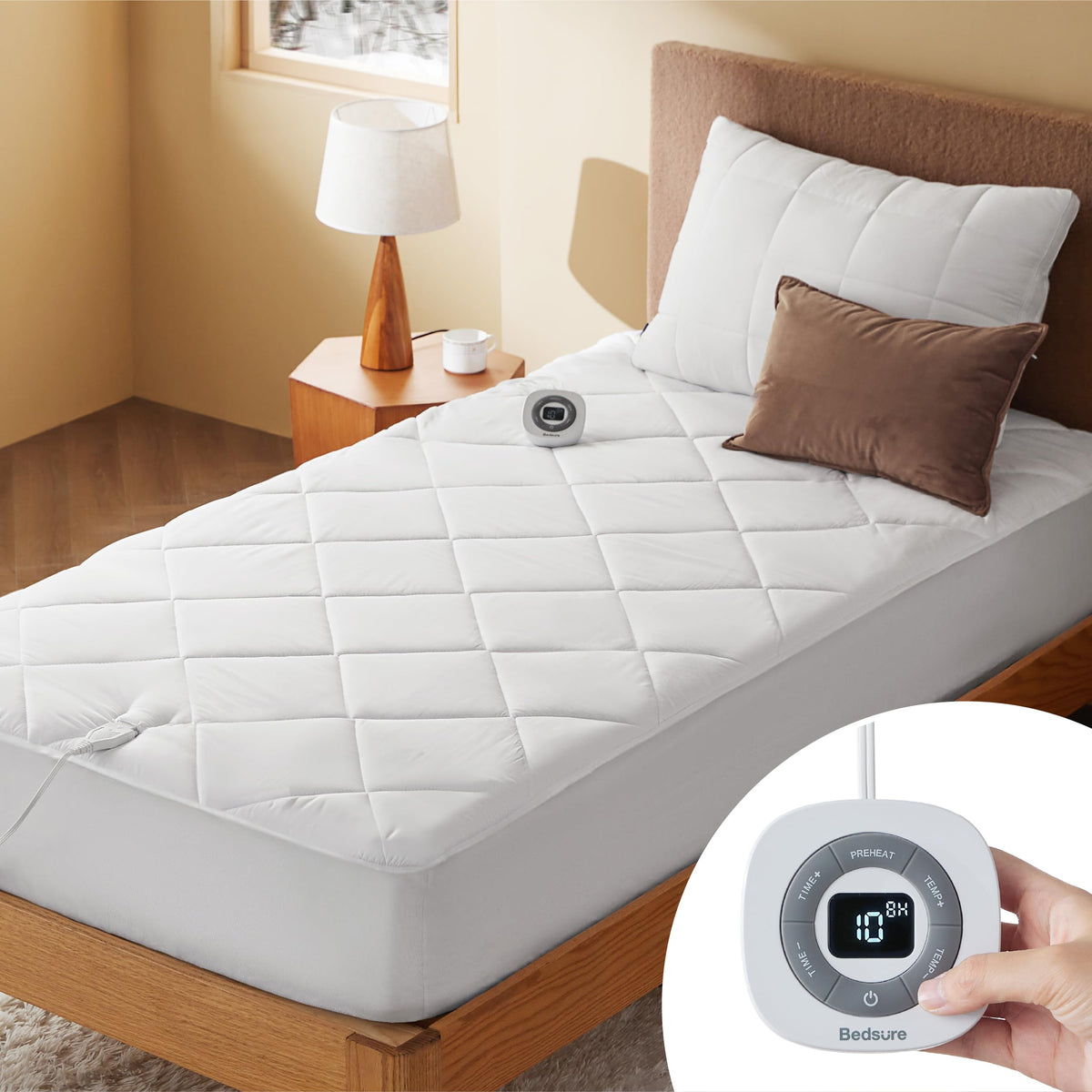 Bedsure Twin Heated Mattress Pad demonstrates even heat distribution for all-night comfort.