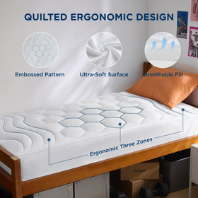 Bedsure Twin XL mattress pad honeycomb center stabilizes pressure points for balance.