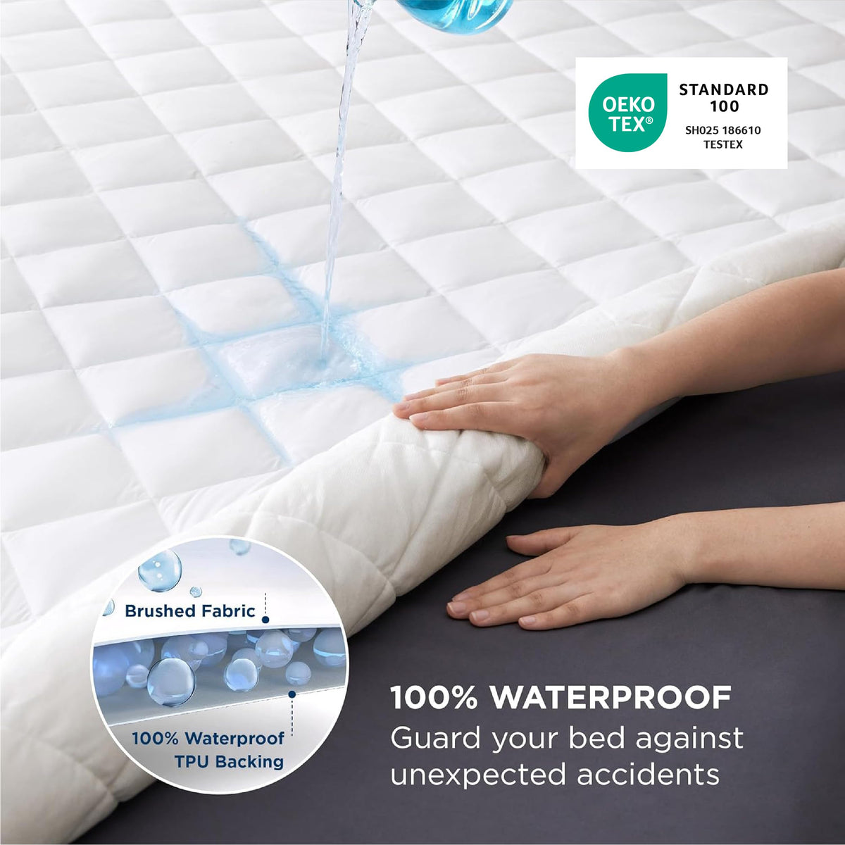 Bedsure Twin XL Mattress Protector deep pocket 22 inch secures a thick dorm mattress