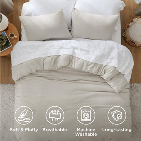 Bedsure two beige pillowcases highlighting soft fabric and finish.