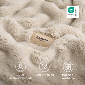 Bedsure blanket draped on a sofa enhances room décor with texture.