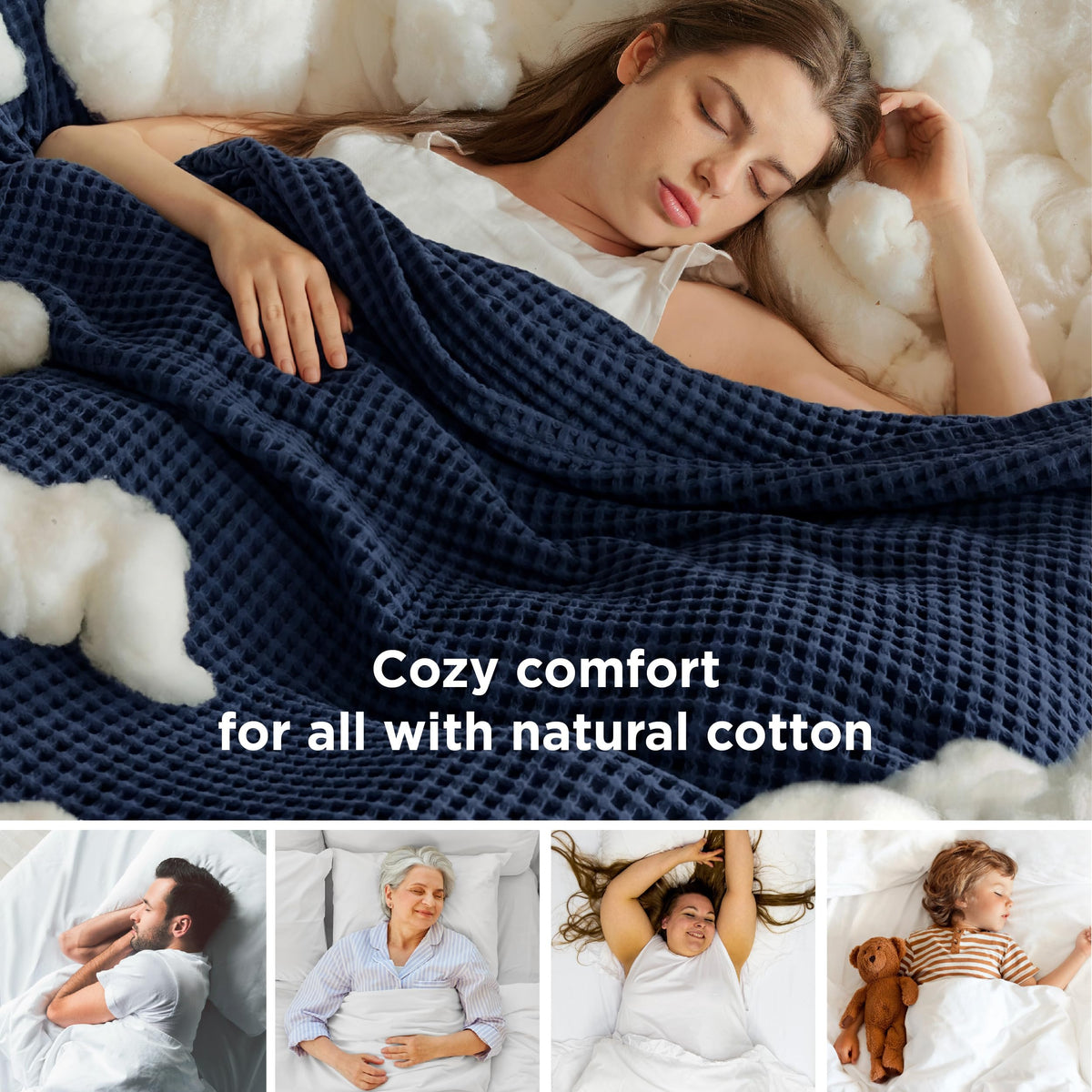 Bedsure waffle blanket draped on bed for a stylish look.