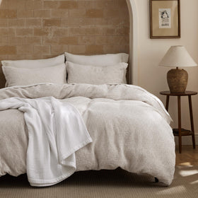 Bedsure Waffle Duvet Cover King shows rich texture for a soft, breathable sleep surface.