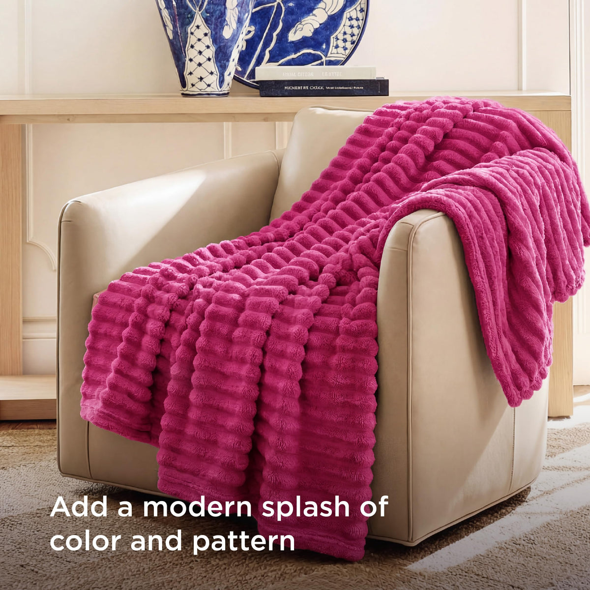 Bedsure warm lightweight throw ideal for lounging on bed or sofa.