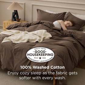 Bedsure washed cotton fabric close-up showing breathable softness.