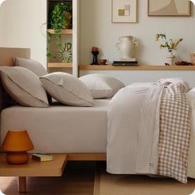 Bedsure washed cotton percale queen flat sheet shows crisp, breathable weave for cool comfort.