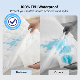 Waterproof TPU layer shields the mattress from spills while sleeping.