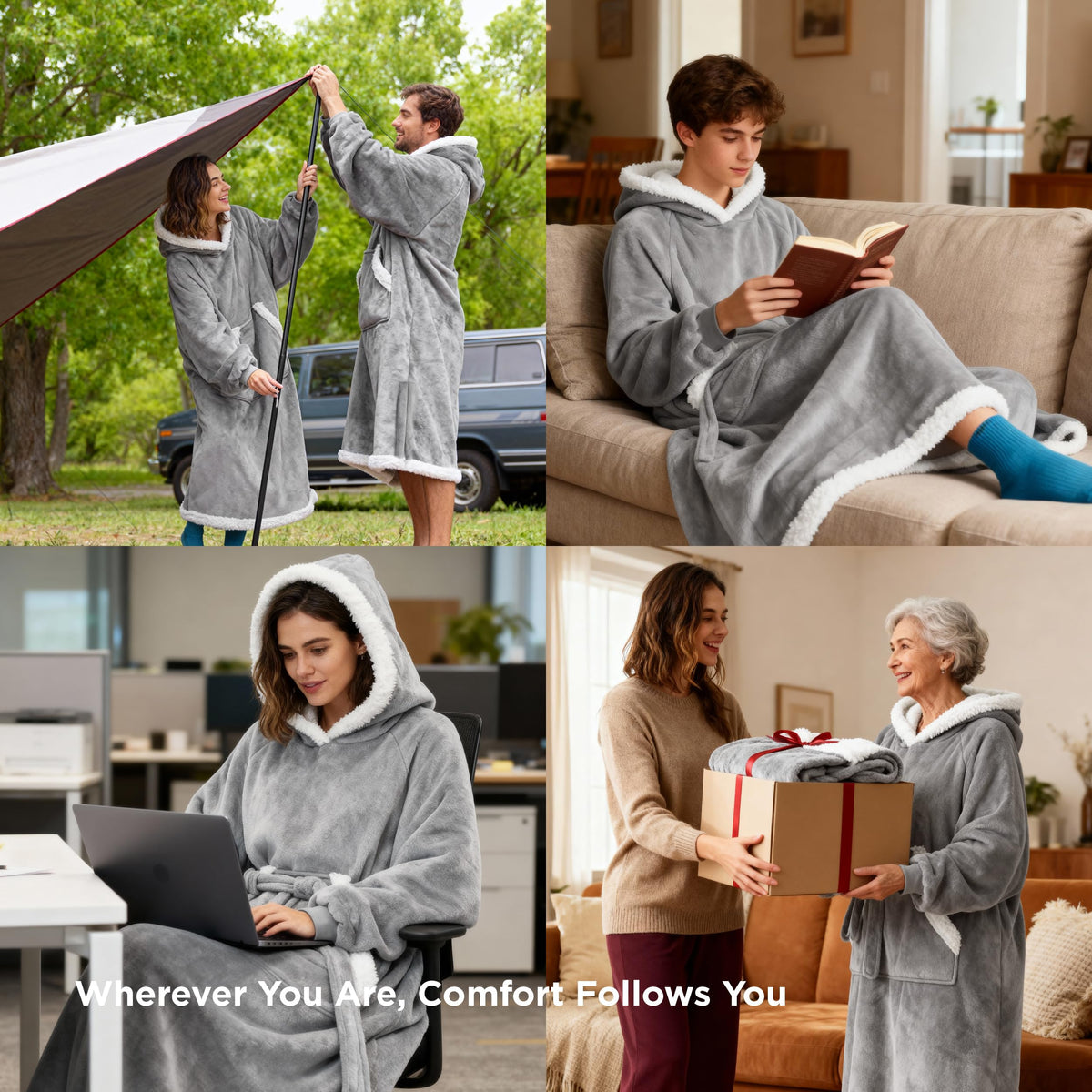 Bedsure wearable blanket hoodie ideal for moms and cozy home lounging
