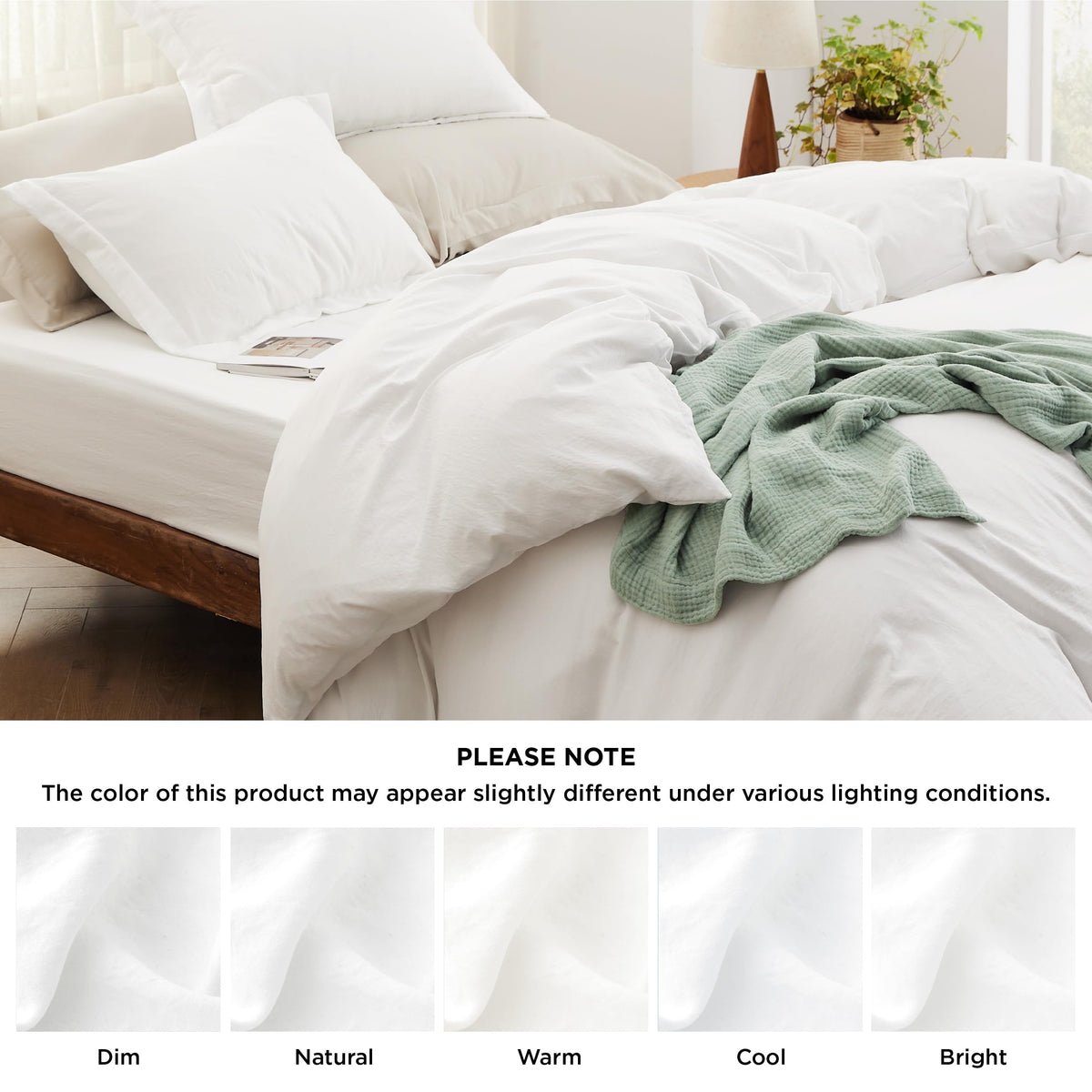 Bedsure white bedding creates a clean, fresh bedroom look
