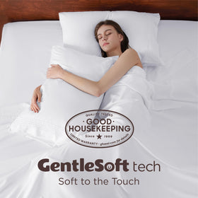 Bedsure white deep-pocket queen sheets presenting a clean, crisp bed aesthetic.