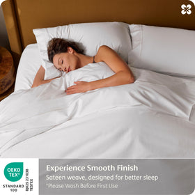 Bedsure white queen sheets on a bed highlight a clean, hotel-ready look
