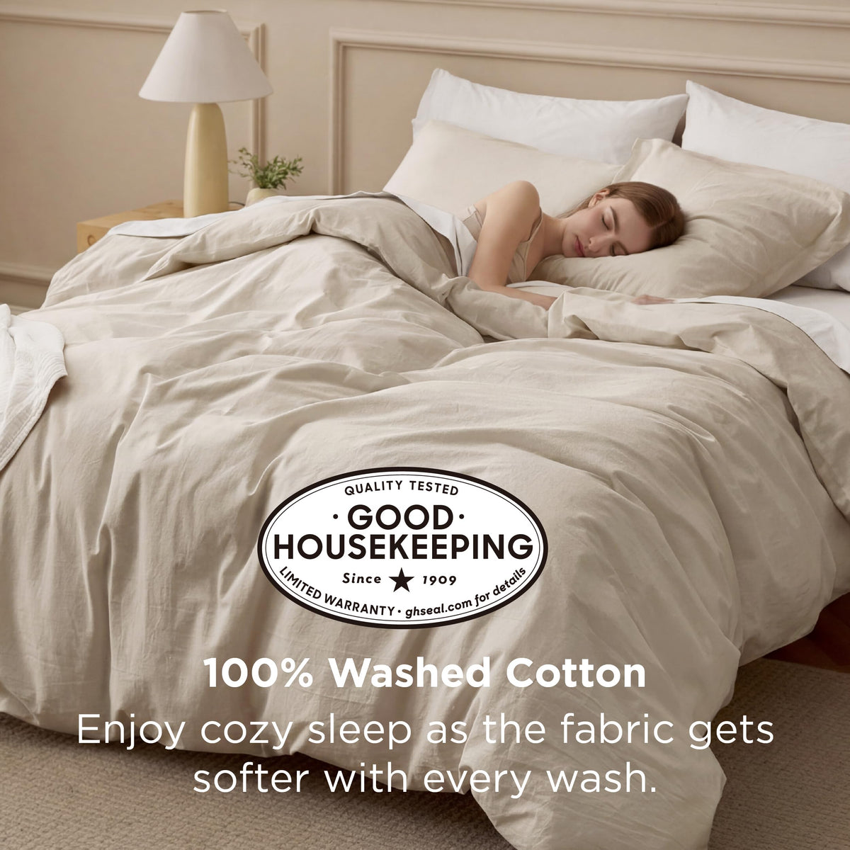 Bedsure duvet cover showing zipper closure and corner ties for secure fit.