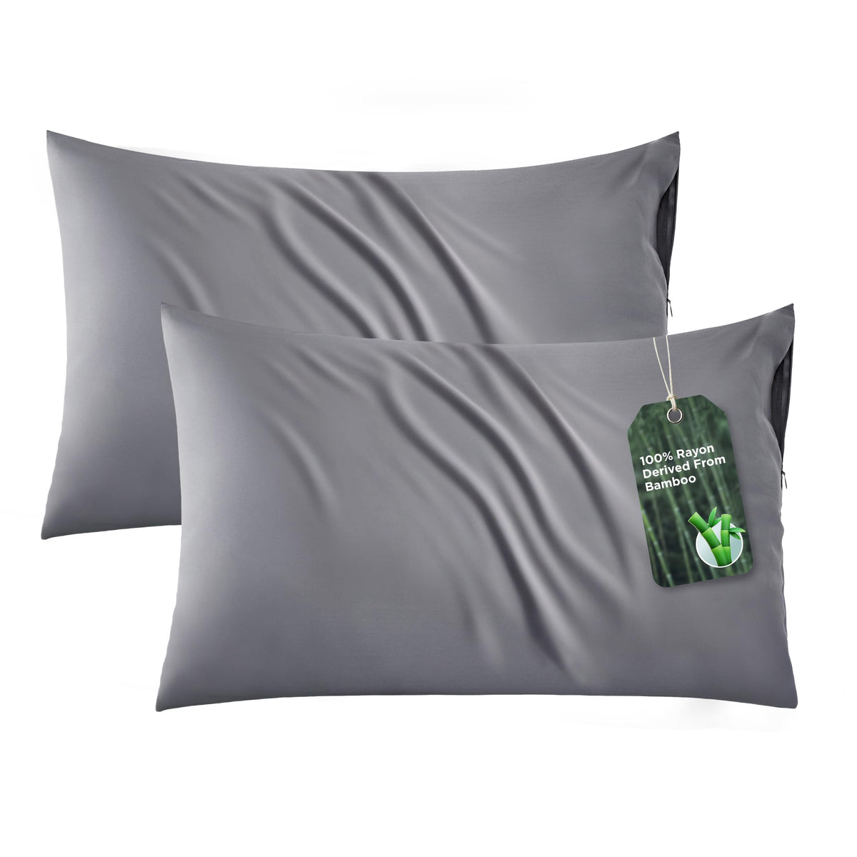 Bedsure zipper pillowcase king dark grey with secure closure for tidy bedding