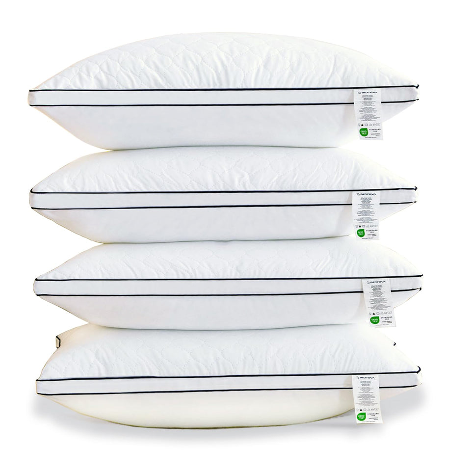 BEDTOVA reversible queen pillows 4-pack showing two-sided comfort and support