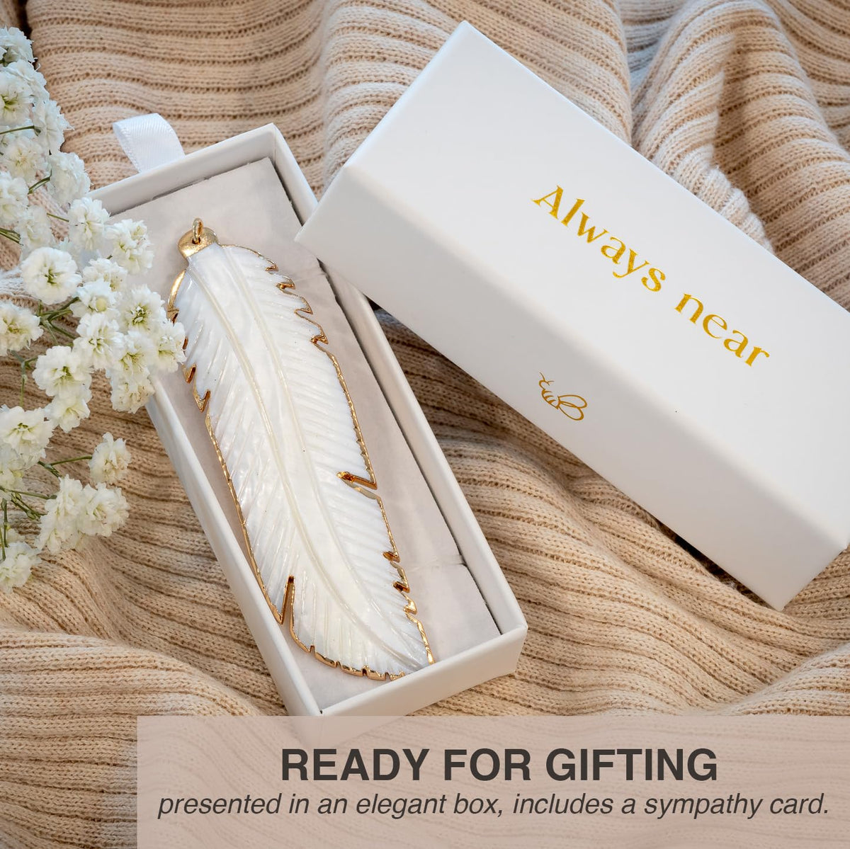 Bee! delicate angels-feather design evokes peace, ideal for memorial displays