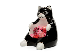 Bee! Ceramic Lazy Black Cat jewelry tray keeps trinkets organized and stylish.