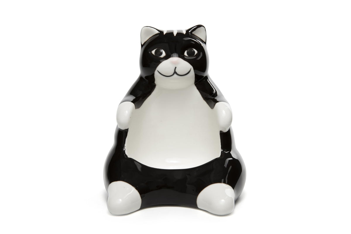 Bee! Ceramic Lazy Black Cat tealight holder creates warm ambient lighting.