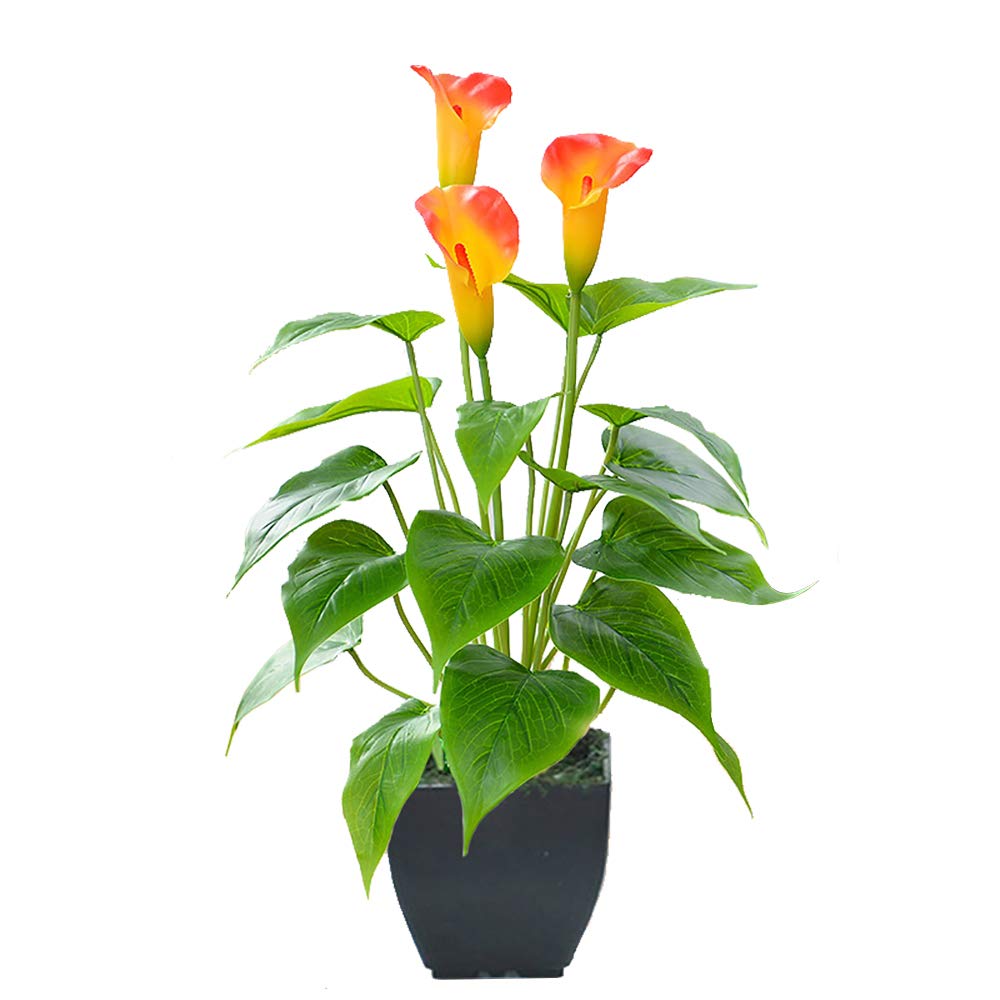 Beebel artificial Calla Lily orange in a black pot for home decor.