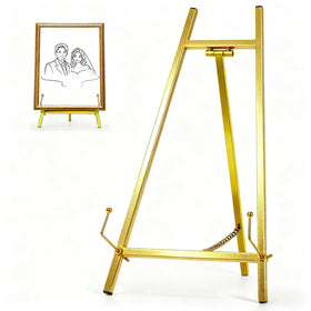 BeeCoAoo gold easel stand shown as an overall tabletop display