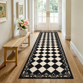Beeiva checkered black runner entryway 30x96cm adds style and keeps floors clean.