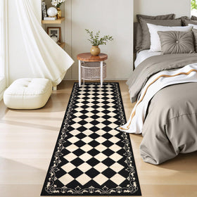 Beeiva checkered black runner kitchen-entryway 30x96cm suits busy kitchens.