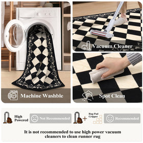 Beeiva checkered black runner soft low-pile 30x96cm cushions tired feet.