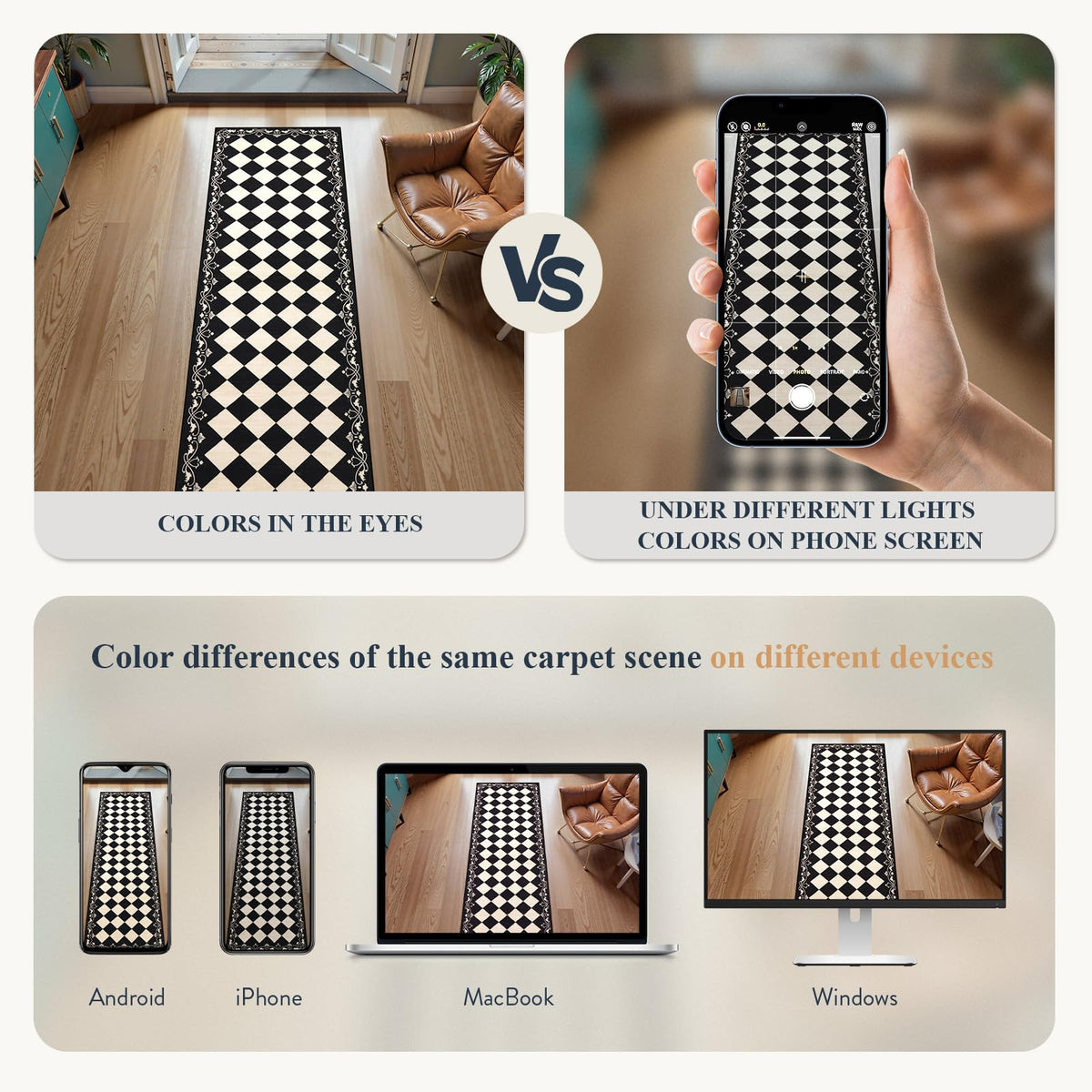 Beeiva checkered black runner stain-resistant print 30x96cm hides daily wear gracefully.