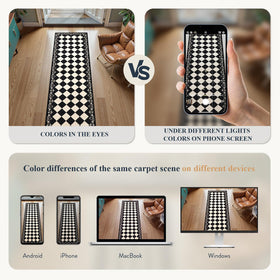 Beeiva checkered black runner stain-resistant print 30x96cm hides daily wear gracefully.
