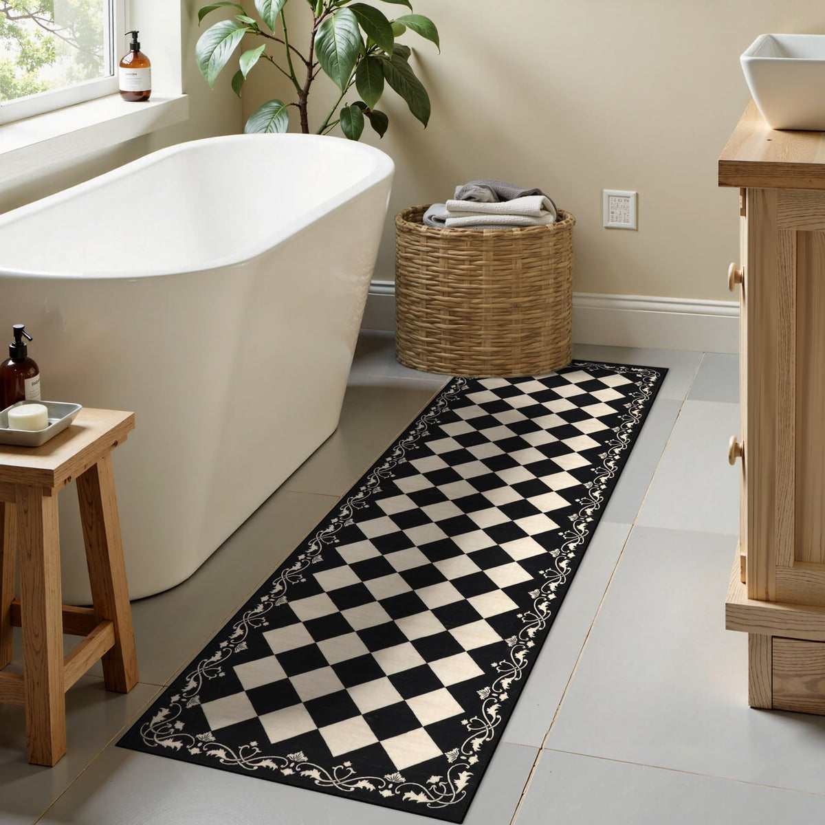 Beeiva hallway kitchen entryway rug protects floors with durable backing.