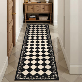 Beeiva pet-friendly checkered rug handles daily wear with easy maintenance.