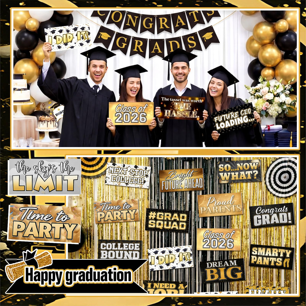 Beeveer graduation props size 11x5.51 inches for versatile selfies.