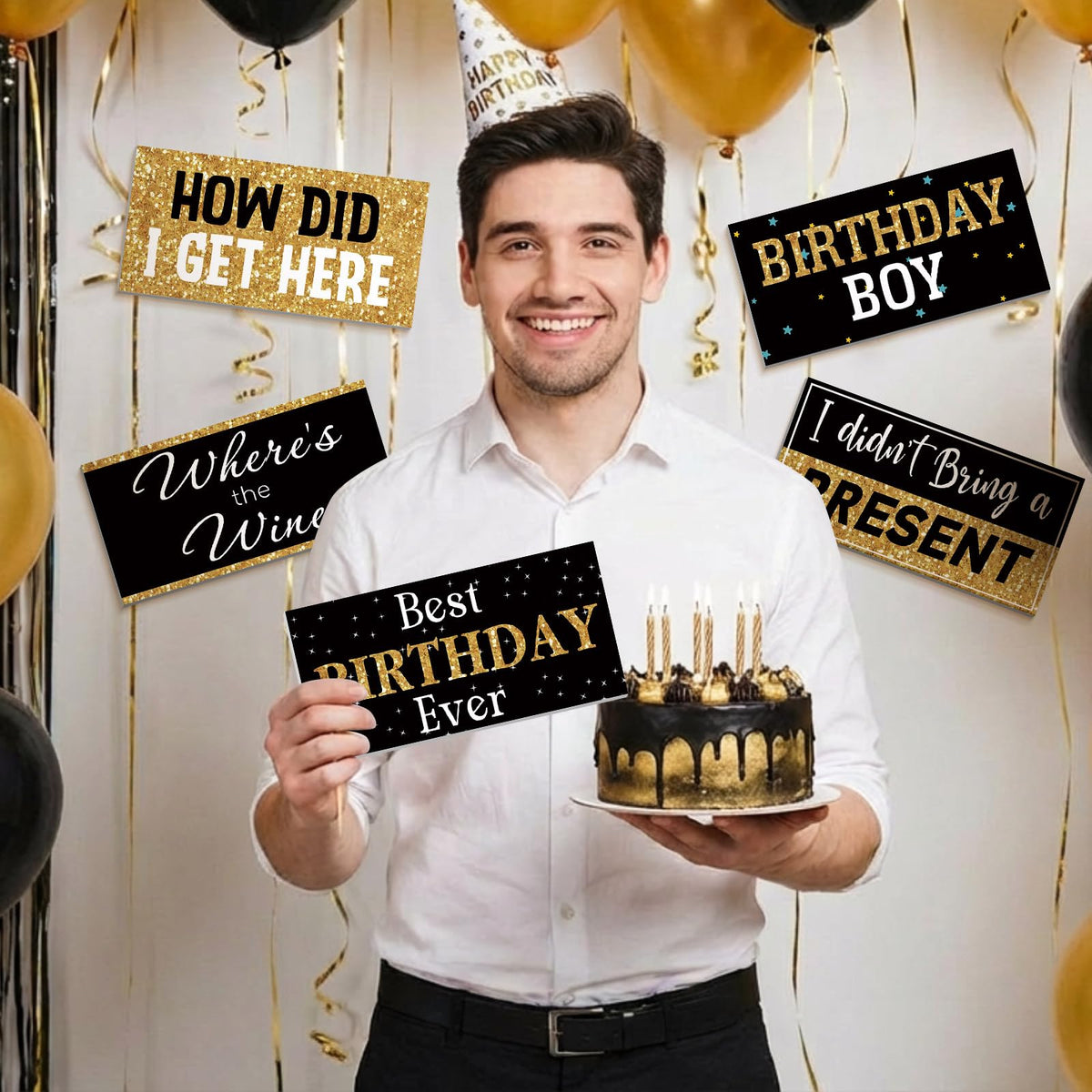 Beeveer birthday props durable PVC withstands indoor and outdoor parties.