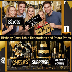Beeveer birthday photo props with floating slogans highlight moments in selfies.