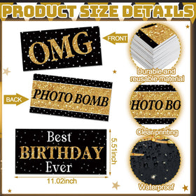 Beeveer birthday props stylish black and gold design adds charm to photos.