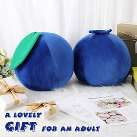 Beeveer blueberry plush pillow enhances travel comfort in cars or trips.