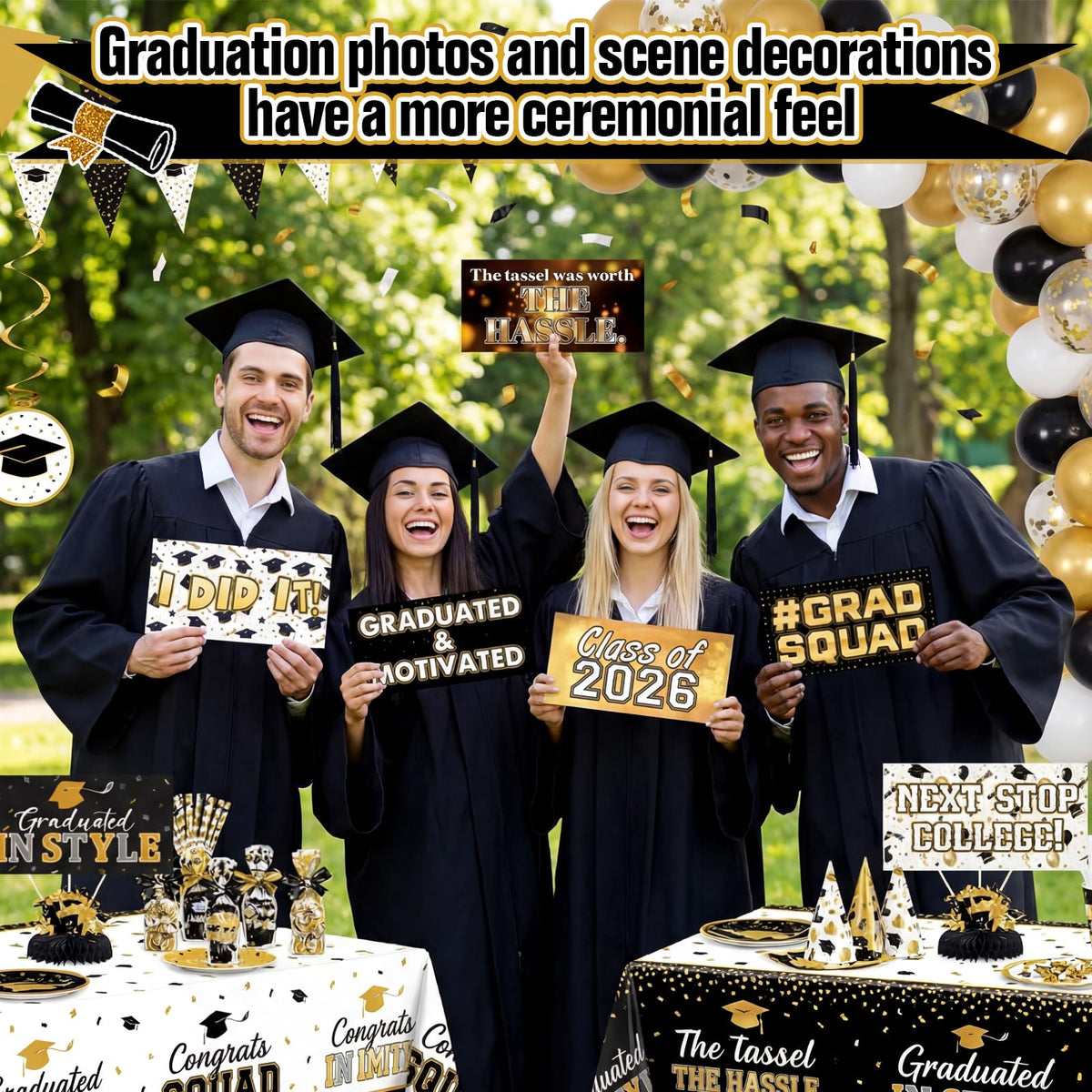 Beeveer graduation props centerpieces add chic decoration to the party.