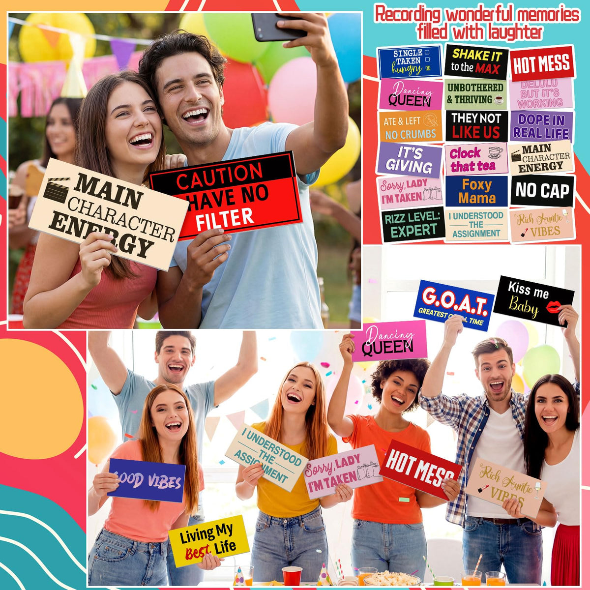 Beeveer multicolor props add lively vibes to any celebration.
