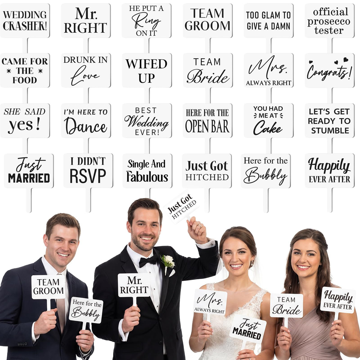 Beeveer wedding photo booth prop set with 12 designs for lively wedding selfies