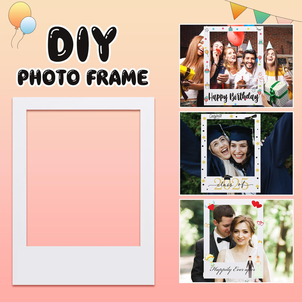 Beeveer white photo frame prop for stylish selfies.