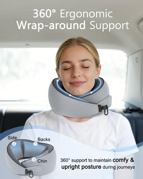 BeeVines travel pillow with 15 degree tapered sides reducing neck pressure