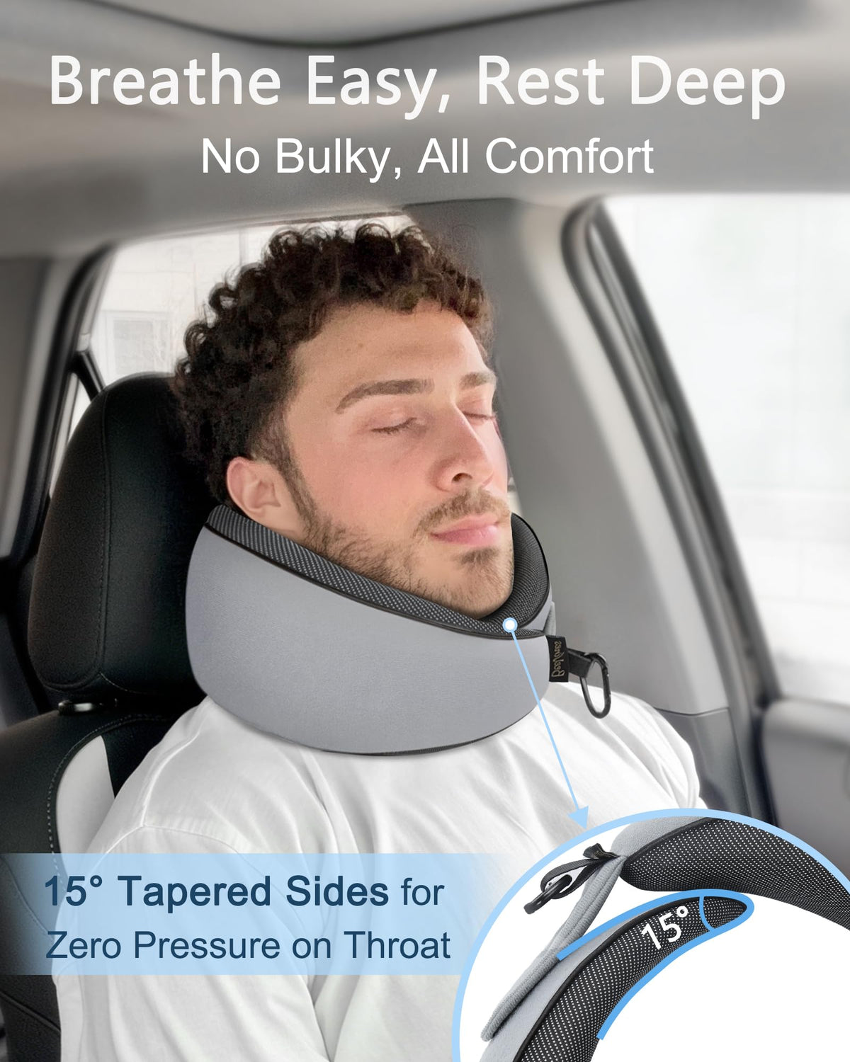 BeeVines memory foam core contours to neck for personalized support
