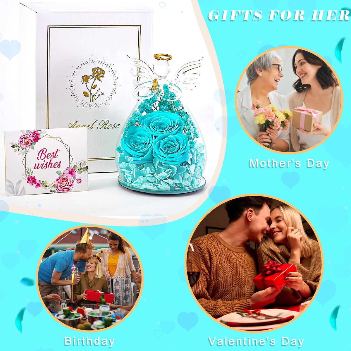 Beferr crystal glass cover keeps the flowers protected while catching light