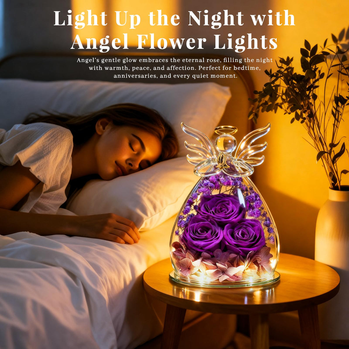 Beferr crystal glass cover rose angel decorative display