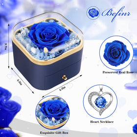 Beferr eternal rose gift box featuring blue rose and necklace for anniversaries