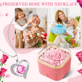 Beferr eternal rose gift box featuring real rose and heart pendant