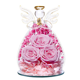 Beferr Forever Preserved Rose in Glass Angel glows softly for a lasting keepsake.