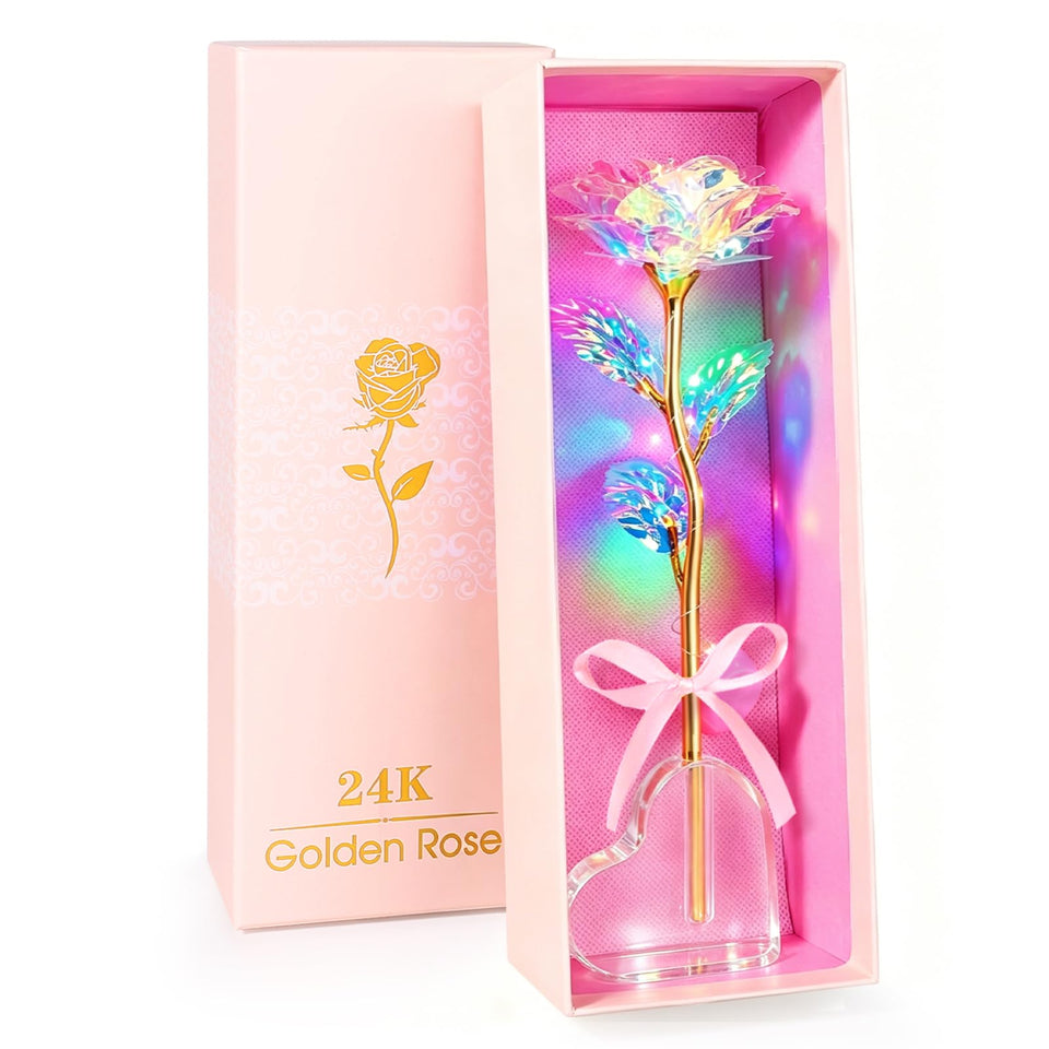 Beferr Galaxy Glass Rose with heart base enhances decor and lasting keepsake.