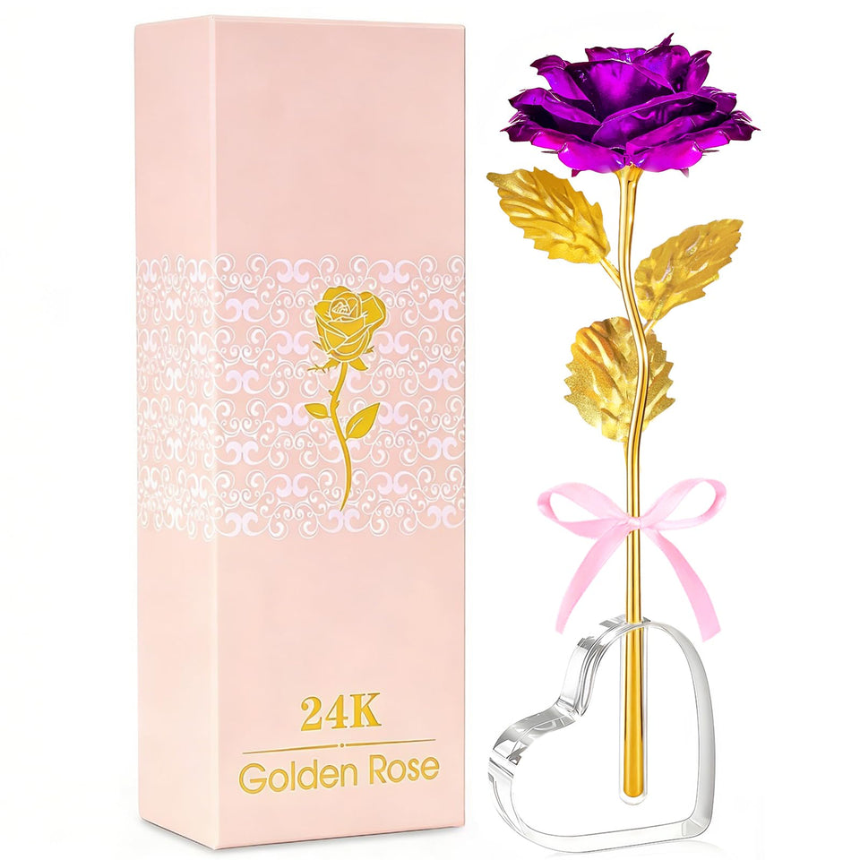 Beferr galaxy glass rose with heart base, a timeless keepsake for love and celebration.