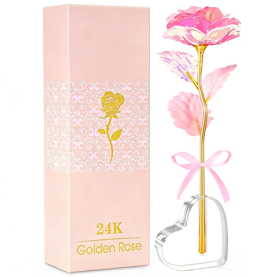 beferr galaxy glass rose with heart crystal base, a lasting keepsake