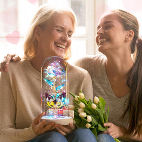 Beferr Galaxy Glass Rose glows softly for nighttime ambience